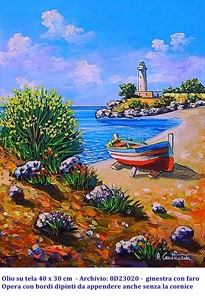 quadri paesaggi, marina barche, dipinti, faro, olio su tela, papaveri, ginestre,arte, pittura ad olio